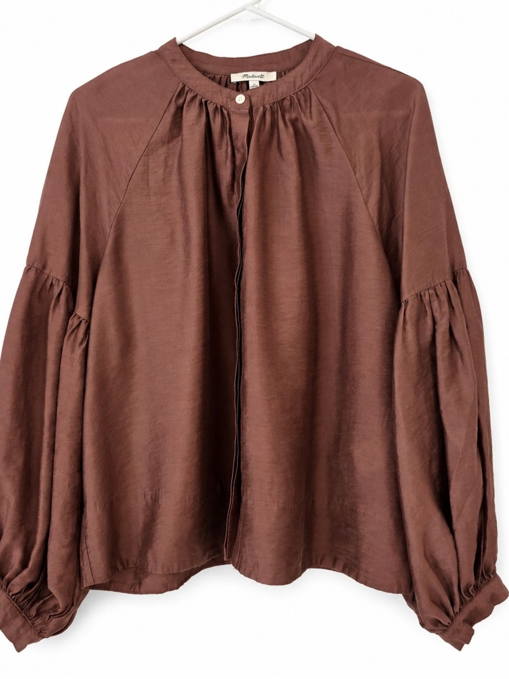 Madewell Shirred Balloon-Sleeve Top Burnett Large
